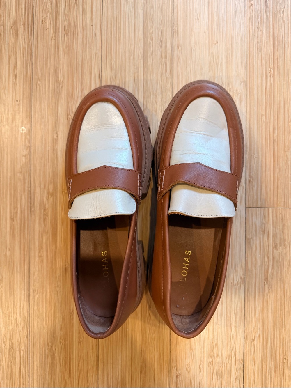 ALOHAS - TRAILBLAZER TWO TONE (Chunky Platform Loafer in Brown and Cream) - Picture 5 of 9